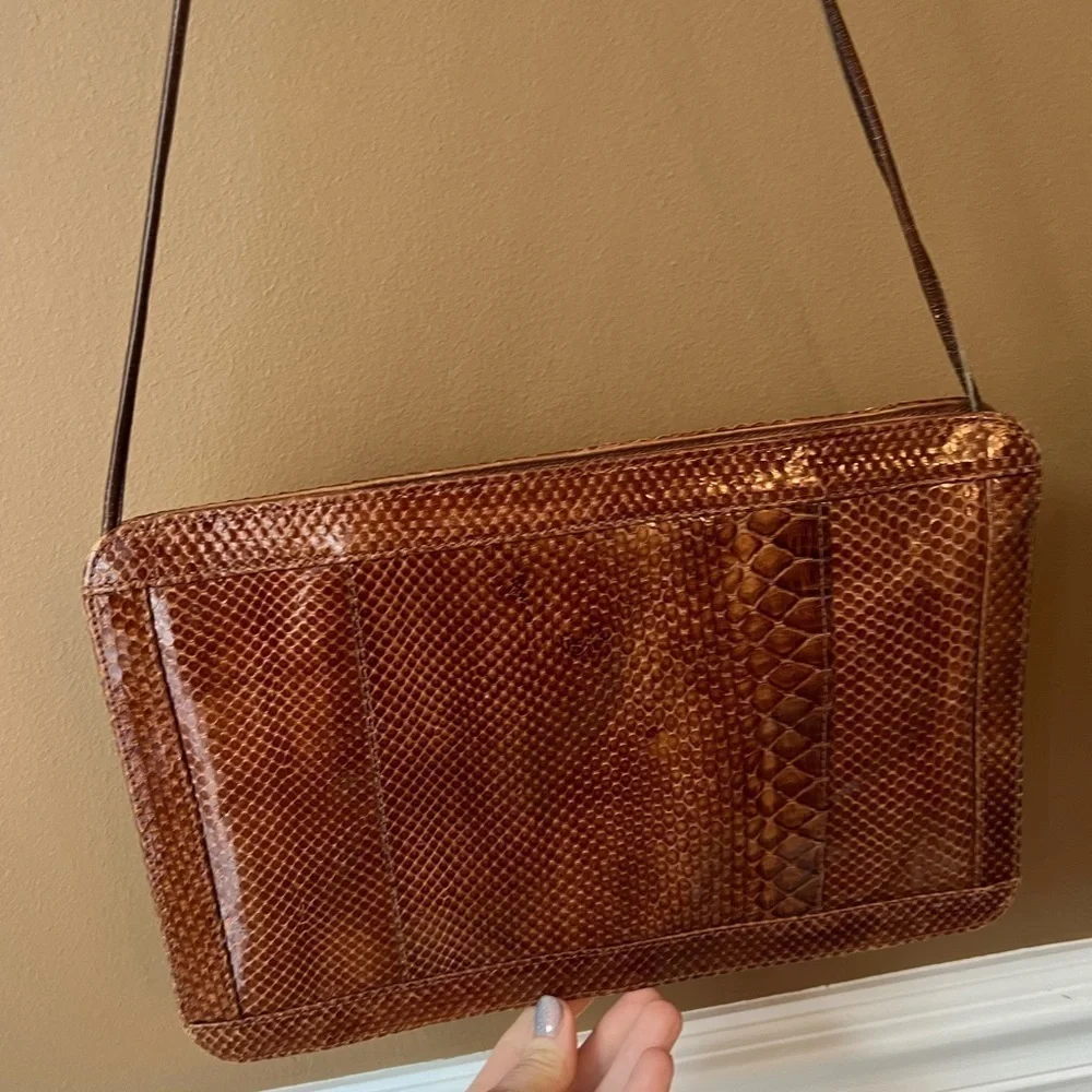 Women’s Brown Snakeskin Envelope Shoulder Purse